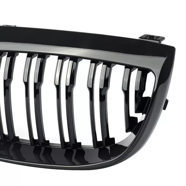 FOR BMW 1 SERIES E87 FRONT BUMPER KIDNEY GRILLES GLOSS BLACK DUAL LINE 2004-2007