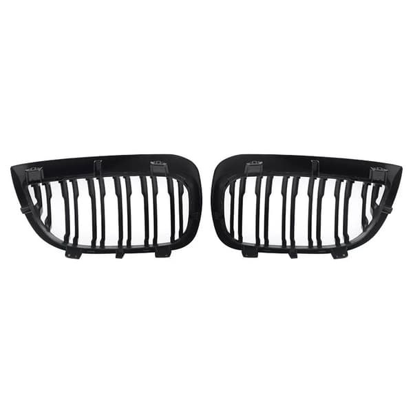 FOR BMW 1 SERIES E87 FRONT BUMPER KIDNEY GRILLES GLOSS BLACK DUAL LINE 2004-2007