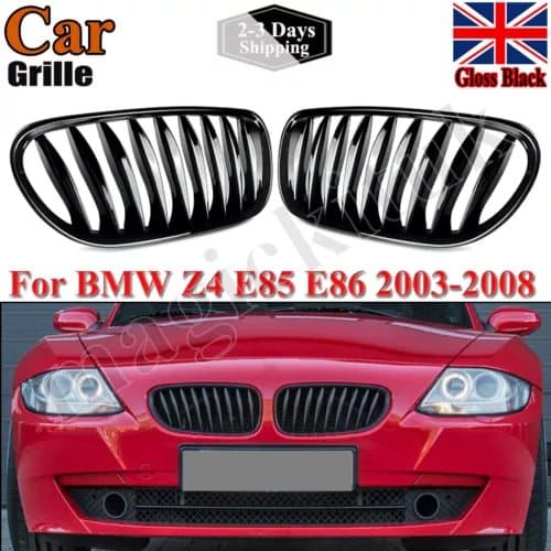 For BMW Z4 E85 E86 03-09 M Performance Gloss Black Front Kidney Grille Grills