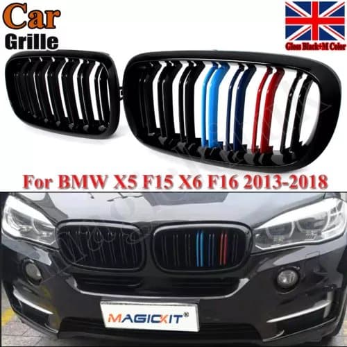 FOR BMW F15 F85 X5 F16 F86 X6 TWIN SLAT KIDNEY GRILLE GRILLS GLOSS M COLOR 2014+
