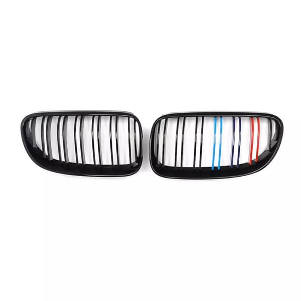 For BMW 3Series E92 E93 10-13 Gloss Black M Color Kidney Grilles Two Slat Grills