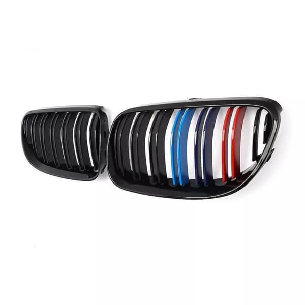 For BMW 3Series E92 E93 10-13 Gloss Black M Color Kidney Grilles Two Slat Grills