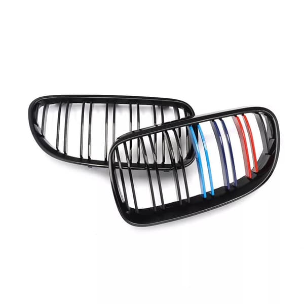 For BMW 3Series E92 E93 10-13 Gloss Black M Color Kidney Grilles Two Slat Grills