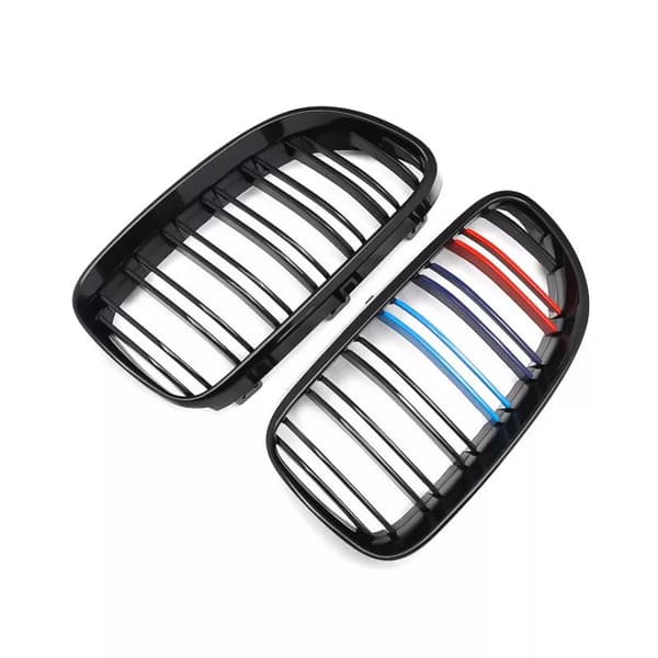 For BMW 3Series E92 E93 10-13 Gloss Black M Color Kidney Grilles Two Slat Grills