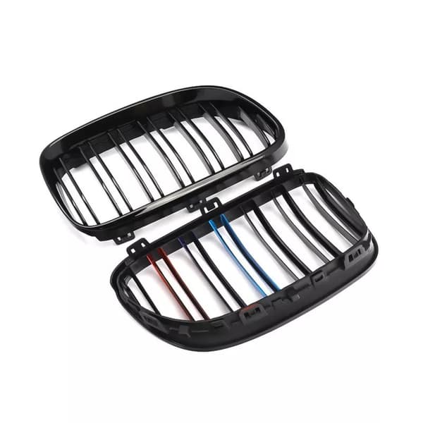 For BMW 3Series E92 E93 10-13 Gloss Black M Color Kidney Grilles Two Slat Grills