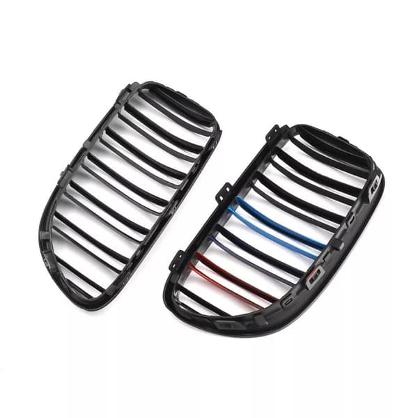 For BMW 3Series E92 E93 10-13 Gloss Black M Color Kidney Grilles Two Slat Grills