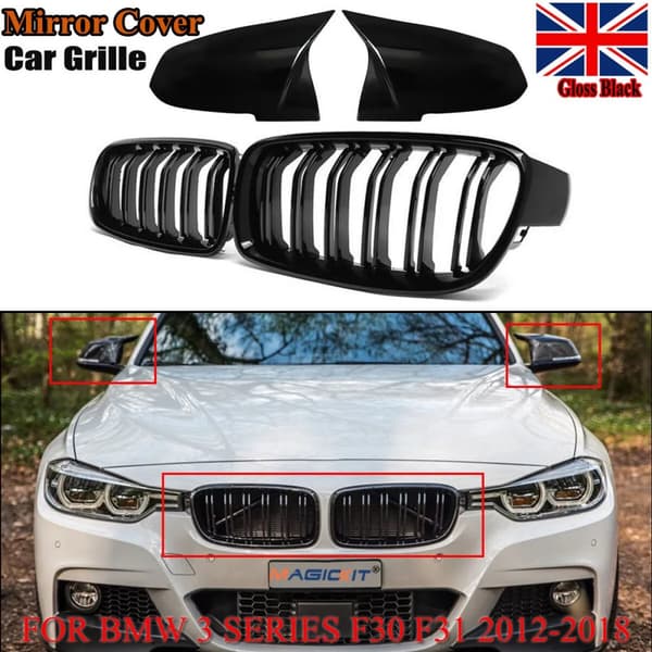 FOR BMW 3 SERIES F30 F31 M PERFORMANCE KIDNEY GRILLES GRILLS & MIRROR COVER CAPS