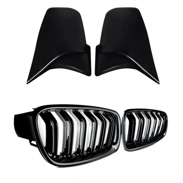 FOR BMW 3 SERIES F30 F31 M PERFORMANCE KIDNEY GRILLES GRILLS & MIRROR COVER CAPS