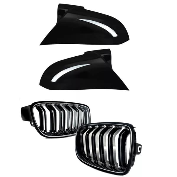 FOR BMW 3 SERIES F30 F31 M PERFORMANCE KIDNEY GRILLES GRILLS & MIRROR COVER CAPS