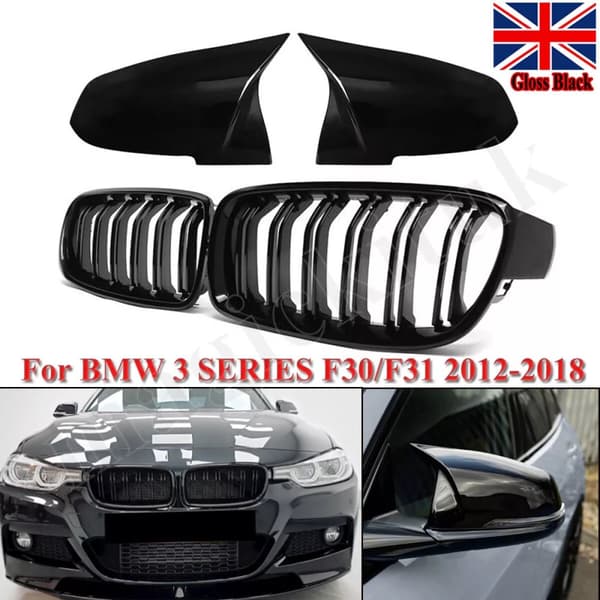FOR BMW 3 SERIES F30 F31 M PERFORMANCE KIDNEY GRILLES GRILLS & MIRROR COVER CAPS
