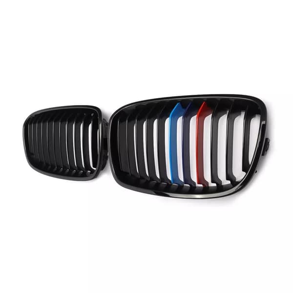 For BMW 1-Series F20 F21 2012-2015 Front Hood Kidney Grilles Gloss Black M Color