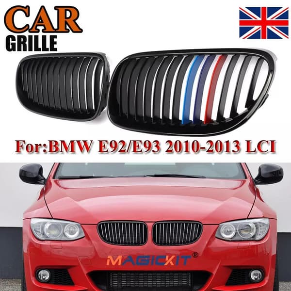 Gloss Black M-Color Front Grille Kidney for 2011-2014 BMW E92 E93 3 Series 2Door