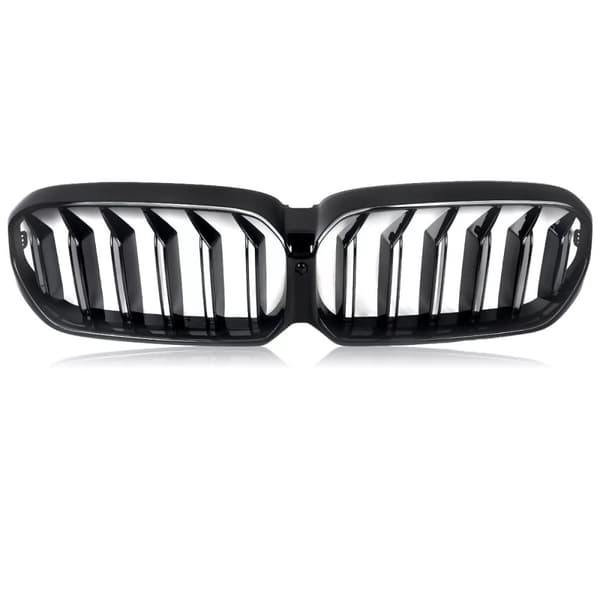 GLOSS BLACK DOUBLE SLAT KIDNEY GRILL GRILLE FOR 2020-23 BMW 5 SERIES G30 G31 LCI
