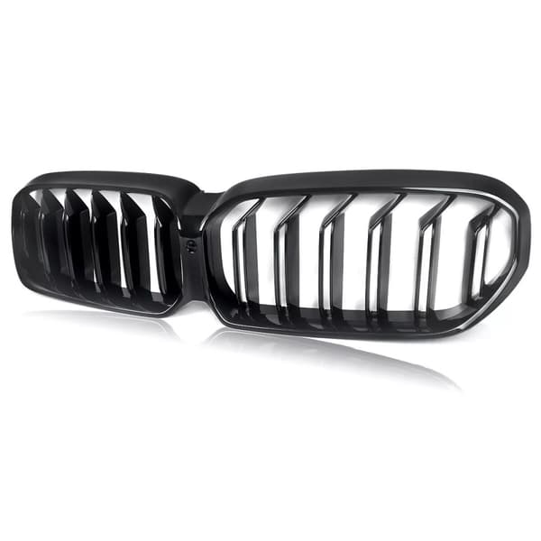 GLOSS BLACK DOUBLE SLAT KIDNEY GRILL GRILLE FOR 2020-23 BMW 5 SERIES G30 G31 LCI