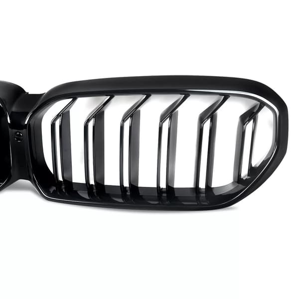 GLOSS BLACK DOUBLE SLAT KIDNEY GRILL GRILLE FOR 2020-23 BMW 5 SERIES G30 G31 LCI