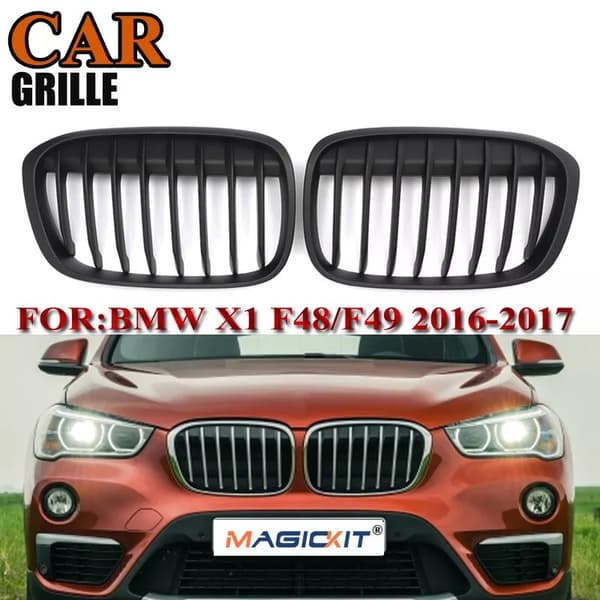 Matte Black Front Kidney Hood Grille Grill X-Series For BMW X1 F49 F48 16-17