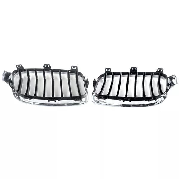 PAIR FOR BMW F30 F31 3 SERIES 2012-2018 FRONT KIDNEY GRILLS GRILLE CHROME+BLACK