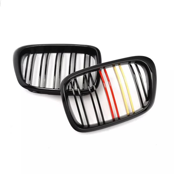 Pair For 99-03 BMW E39 5-Series Front Kidney Grills Grilles Dual Line M5 525 528