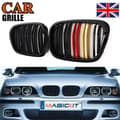Miniatyrbillede 2 af 11: Pair For 99-03 BMW E39 5-Series Front Kidney Grills Grilles Dual Line M5 525 528