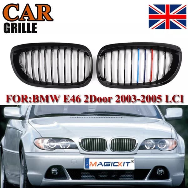 2x Front Bumper Kidney Hood Grilles Grills for BMW 3-series E46 2Door 2003-2005