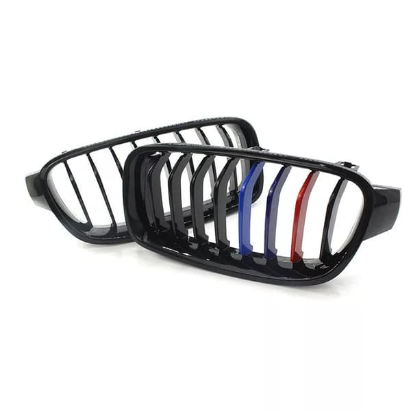 2x Gloss Black M Color Kidney Grilles Grill For BMW F30/31/35 3 Series 2013-2017