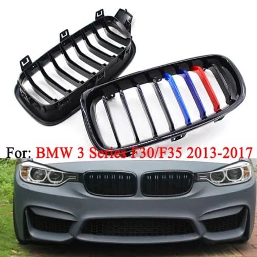 2x Gloss Black M Color Kidney Grilles Grill For BMW F30/31/35 3 Series 2013-2017