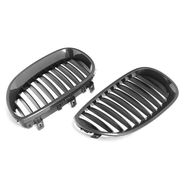 CARBON FIBER LOOK FRONT KIDNEY SPORT GRILLE GRILL FOR BMW E60 E61 5 SERIES 03-10