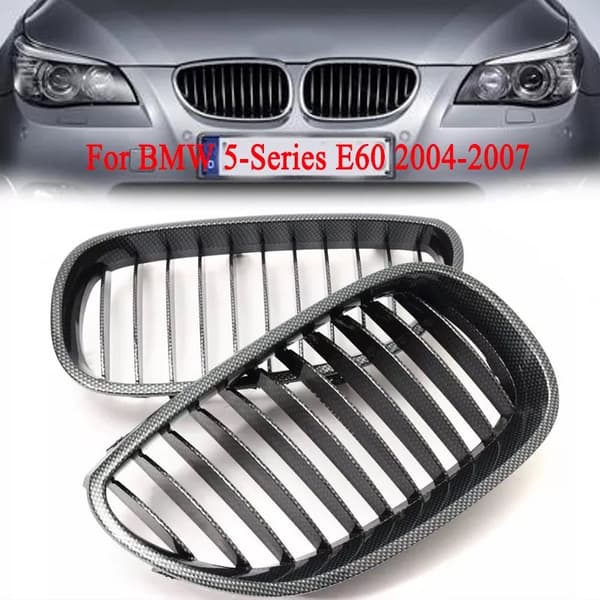 CARBON FIBER LOOK FRONT KIDNEY SPORT GRILLE GRILL FOR BMW E60 E61 5 SERIES 03-10