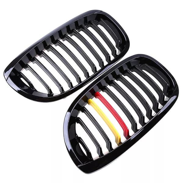 Pair Gloss Black M Color Kidney Sport Grille Grill for BMW E46 Coupe 02-05 LCI