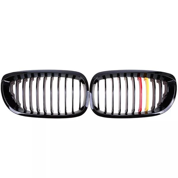 Pair Gloss Black M Color Kidney Sport Grille Grill for BMW E46 Coupe 02-05 LCI
