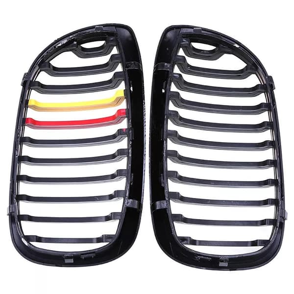 Pair Gloss Black M Color Kidney Sport Grille Grill for BMW E46 Coupe 02-05 LCI