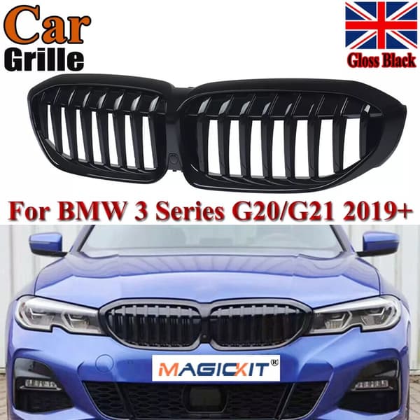 FOR BMW 3 SERIES G20 G21 19+ FRONT KIDNEY GRILLE GRILL GLOSS BLACK M PERFORMANCE
