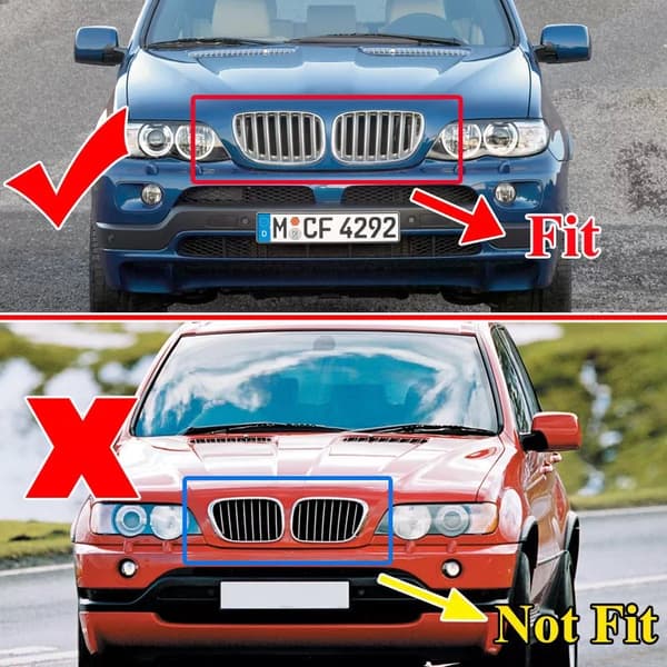 Pair Chrome Front Kidney Hood Sport Grill Grilles For BMW X5 E53 SUV 2004 - 2006