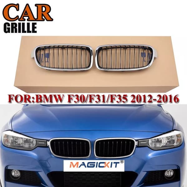 For BMW F30 F31 3 Series Kidney Grill Grille Chrome+Black Saloon Touring 2012-16