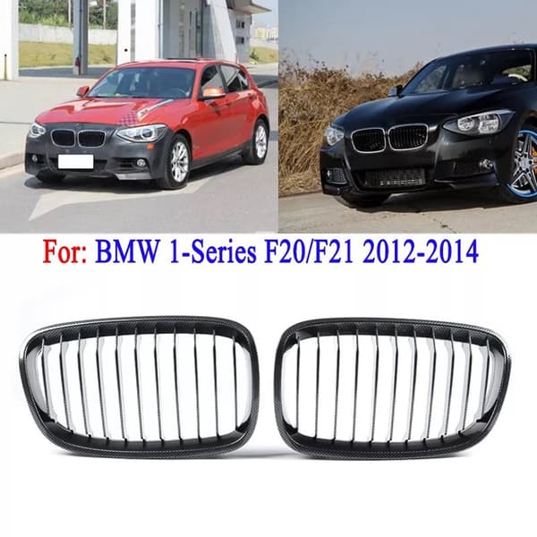 Carbon Fiber Look Front Kidney Grill Grille For BMW F20 F21 1 Series 2012-2014