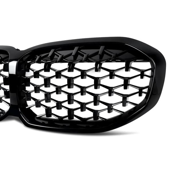 For BMW 1 Series F40 Gloss Black Diamond Style Front Bumper Kidney Grille 2019+