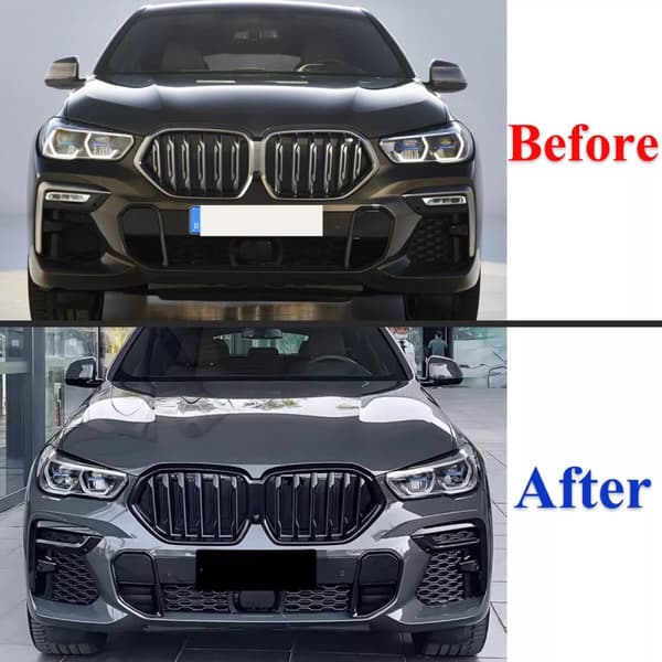 For BMW X6 G06 Gloss Black Front Kidney Grill Grille Grille Single Slat 2020-23