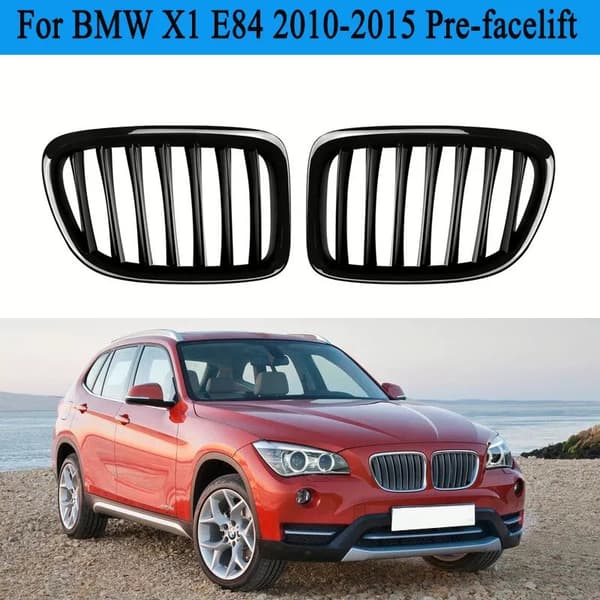 For BMW X1 E84 Pre-facelift 2010-2015 Glossy Black Hood Kidney Grille Cover Vent