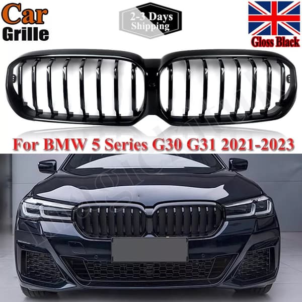 FOR BMW G30 G31 LCI 2021-2023 M PERFORMANCE LOOK GLOSS BLACK FRONT KIDNEY GRILLE