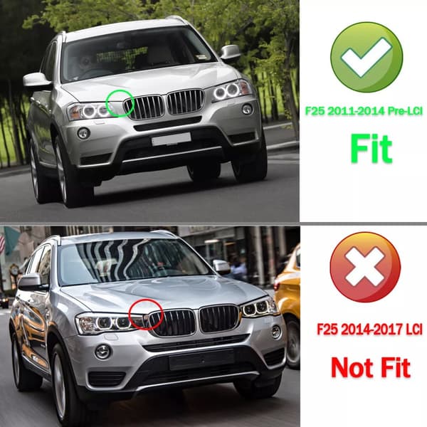 1PAIR FOR BMW F25 X3 F26 X4 2010-2014 FRONT KIDNEY GRILLE GRILLS CHROME & SILVER