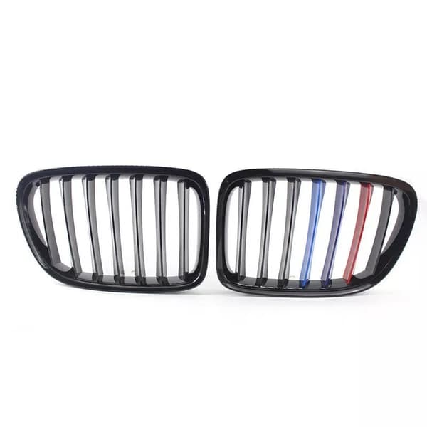 Pair Gloss Black M-Color Kidney Sport Grille Grill for BMW E84 X1 SUV 10-15 LCI
