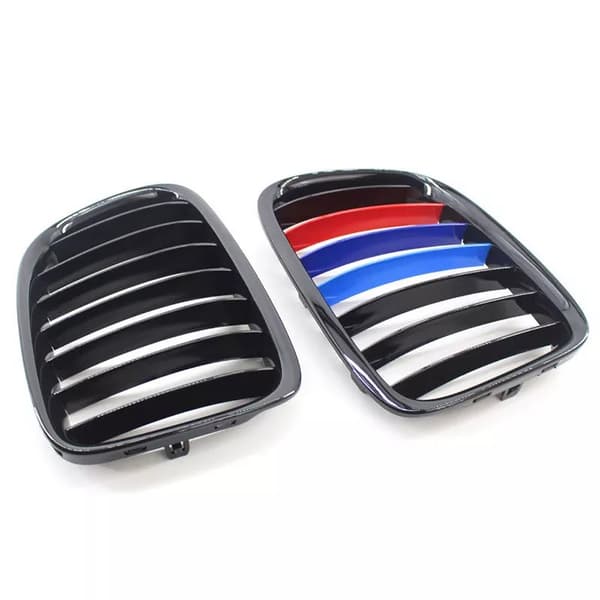 Pair Gloss Black M-Color Kidney Sport Grille Grill for BMW E84 X1 SUV 10-15 LCI