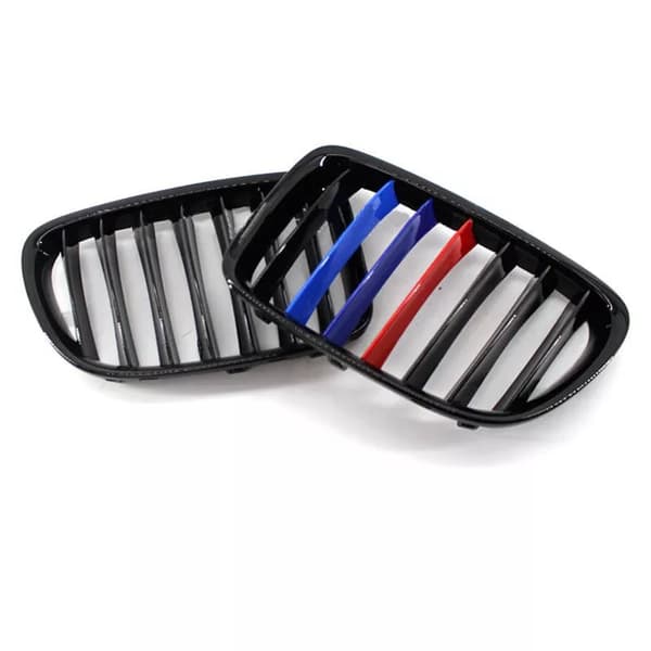 Pair Gloss Black M-Color Kidney Sport Grille Grill for BMW E84 X1 SUV 10-15 LCI