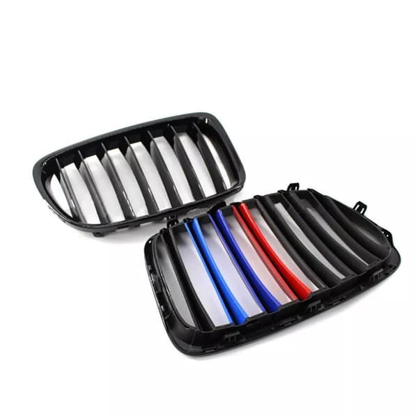 Pair Gloss Black M-Color Kidney Sport Grille Grill for BMW E84 X1 SUV 10-15 LCI