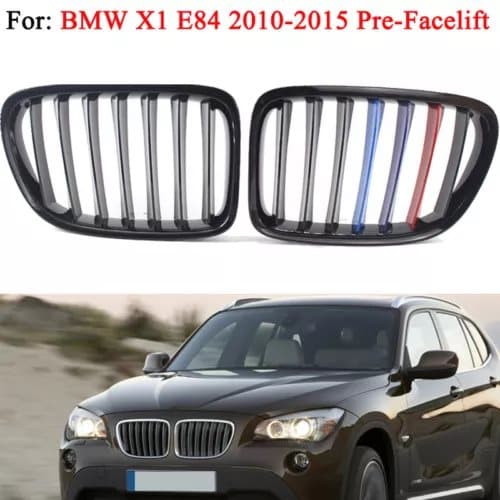 Pair Gloss Black M-Color Kidney Sport Grille Grill for BMW E84 X1 SUV 10-15 LCI