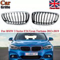 Pikkukuva 1 / 11: Pair Fits BMW 3 Series F34 GT 13-19 Chrome Frame Black Slat Front Kidney Grilles