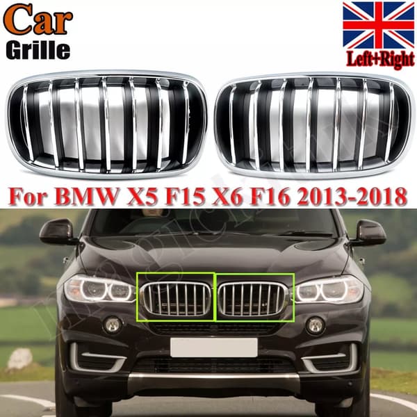 FOR BMW X5 F15 X6 F16 2013-2018 OE STYLE FRONT KIDNEY GRILLES CHROME LEFT+RIGHT