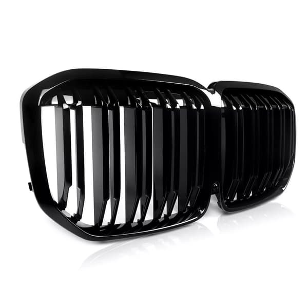 FOR BMW X7 G07 M PERFORMANCE DOUBLE SLAT FRONT KIDNEY GRILLE GLOSSY BLACK 2019+