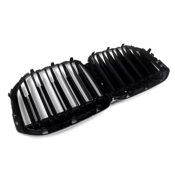 FOR BMW X7 G07 M PERFORMANCE DOUBLE SLAT FRONT KIDNEY GRILLE GLOSSY BLACK 2019+