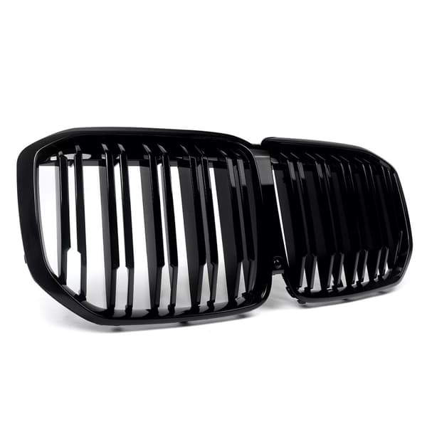 FOR BMW X7 G07 M PERFORMANCE DOUBLE SLAT FRONT KIDNEY GRILLE GLOSSY BLACK 2019+